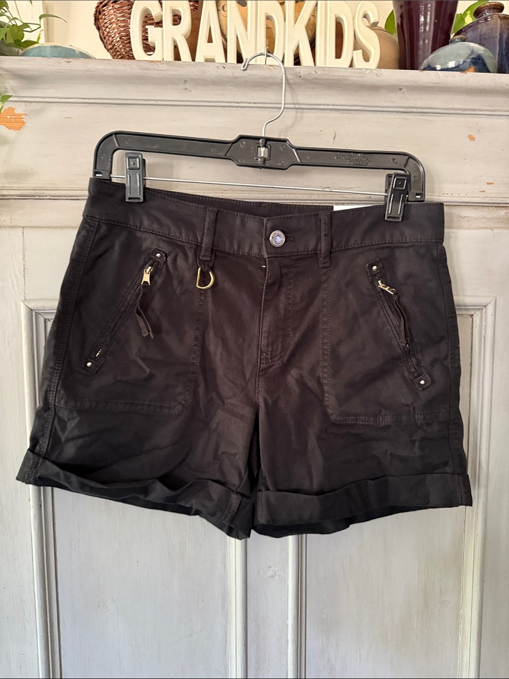 White House Black Market Black High-Waist Utility Shorts